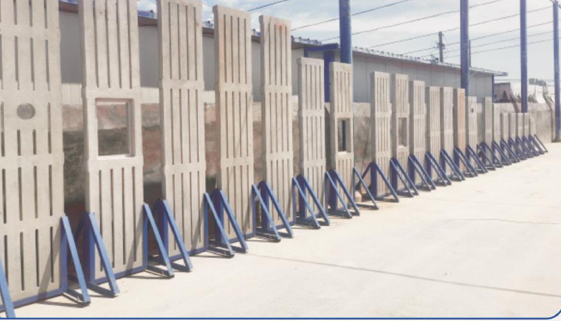 Finished penning panels stacked for dispatch
